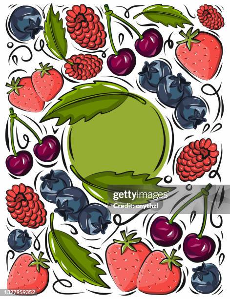 fruits hand drawn vector illustration. - berry fruit stock illustrations