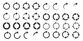 Circle arrows icon set. Rotate arrow symbols. Round recycle, refresh, reload or repeat icon.