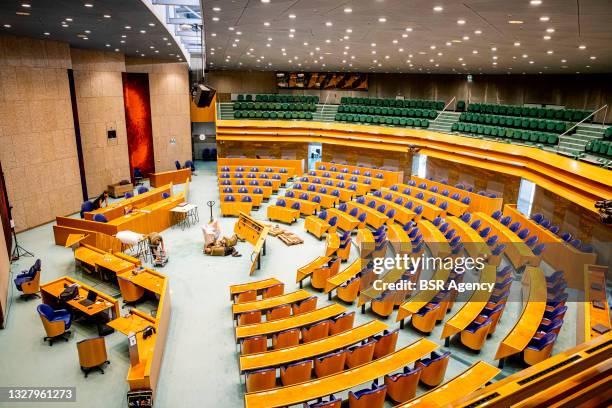 General interior view of the Tweede Kamer building is seen during the start of the relocation of the Tweede Kamer lower house of representatives on...