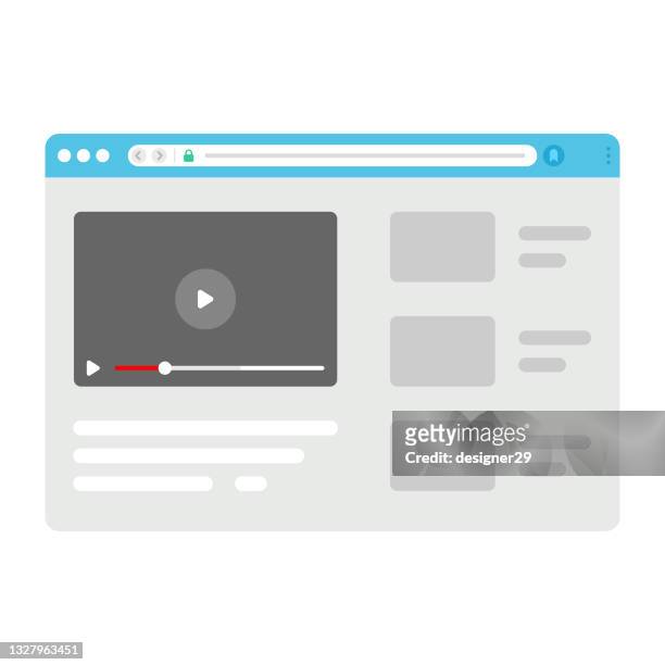 stockillustraties, clipart, cartoons en iconen met web browser on video player icon. - websitesjabloon