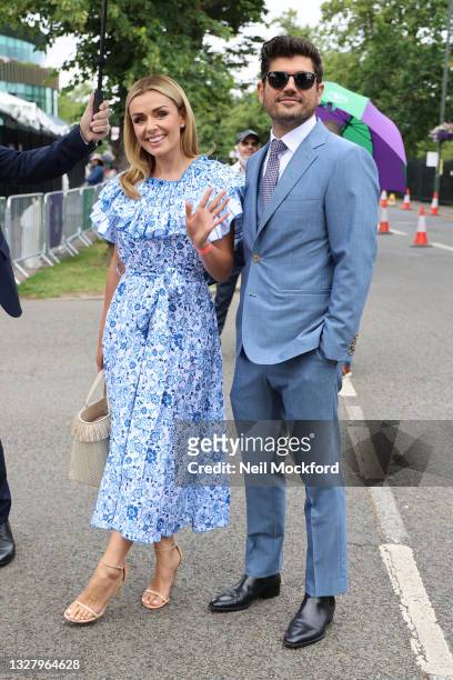 Katherine Jenkins and Andrew Levitas attend Wimbledon Championships Tennis Tournament Ladies Final Day at All England Lawn Tennis and Croquet Club on...
