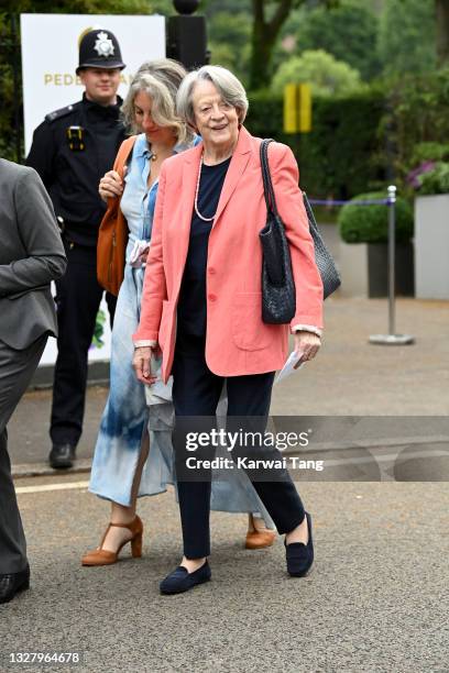 Dame Maggie Smith attends Wimbledon Championships Tennis Tournament at All England Lawn Tennis and Croquet Club on July 10, 2021 in London, England.