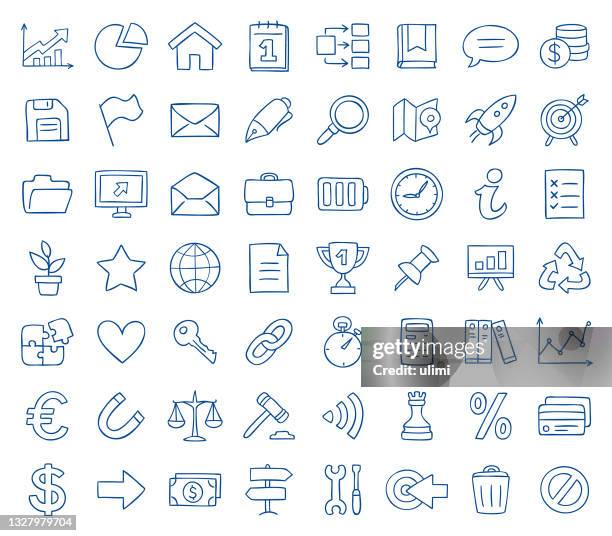 doodle icon set - 1 - drawn arrow stock illustrations