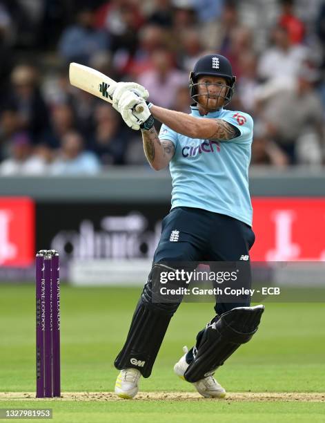 England captain Ben Stokes bats during the 2nd Royal London Series One Day International between England and Pakistan at Lord's Cricket Ground on...