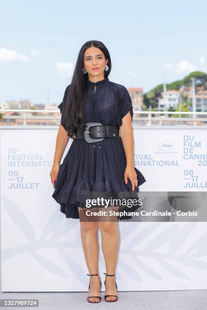 Hafsia Herzi attends the "Bonne Mere" photocall during the 74th annual Cannes Film Festival on July 10, 2021 in Cannes, France.