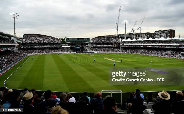 General view of play during the 2nd Royal London Series One Day International between England and Pakistan at Lord's Cricket Ground on July 10, 2021...
