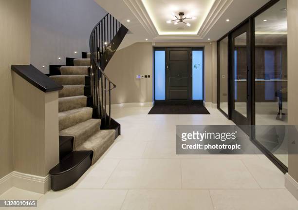 staircase and entrance hall - downlight stock pictures, royalty-free photos & images