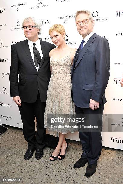 Director Simon Curtis and Michelle Williams and Actor Kenneth Branagh attends the "My Week With Marilyn" New York premiere at The Paris Theatre on...