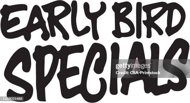 early bird specials - early bird catches the worm stock illustrations