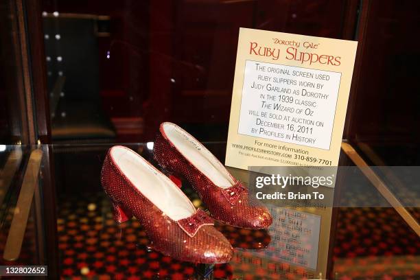 Iconic ruby slippers from "The Wizard Oz" unveiled at Solange Azagury-Partridge on November 14, 2011 in Beverly Hills, California.