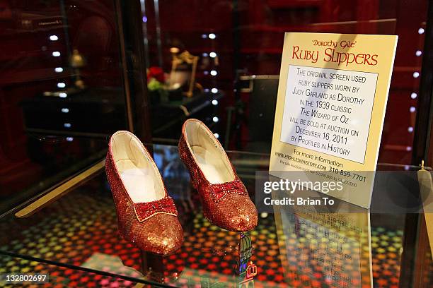 Iconic ruby slippers from "The Wizard Oz" unveiled at Solange Azagury-Partridge on November 14, 2011 in Beverly Hills, California.