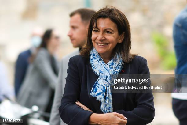 Mayor of Paris Anne Hidalgo attends the Paris Plages 2021 Opening For The Summer on July 10, 2021 in Paris, France. Paris Plages urban beaches will...