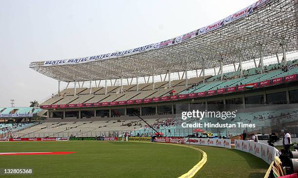 Empty stands during the first day of second Test match between India and West Indies at Eden Gardens stadium on November 14, 2011 in Kolkata, India.