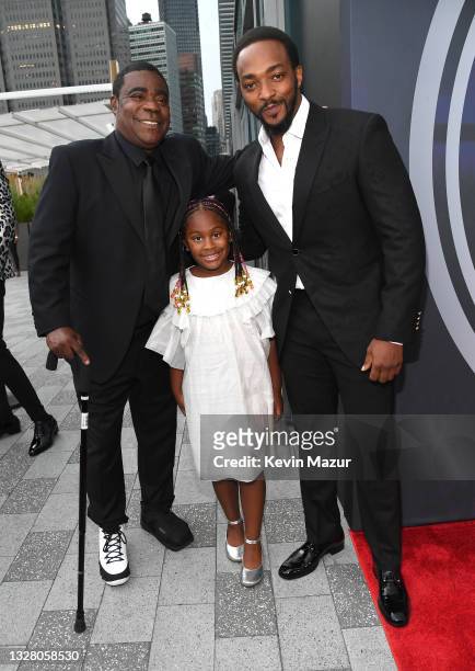 Tracy Morgan, Maven Sonae Morgan and Anthony Mackie attend the 2021 ESPY Awards at Rooftop At Pier 17 on July 10, 2021 in New York City.