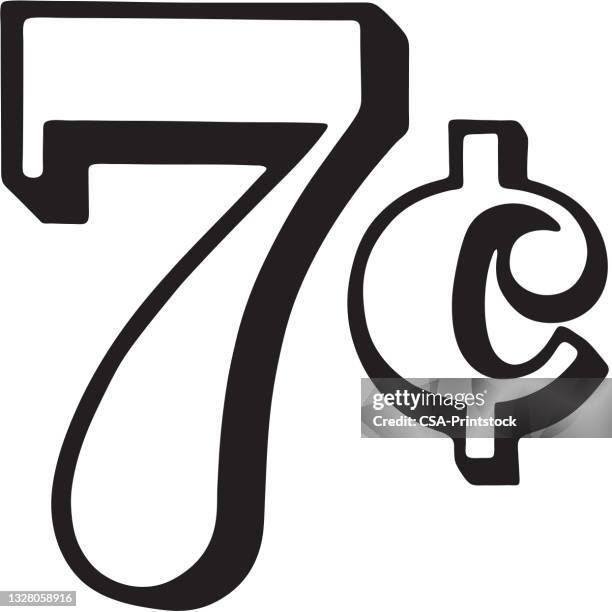 seven cents - number 7 stock illustrations