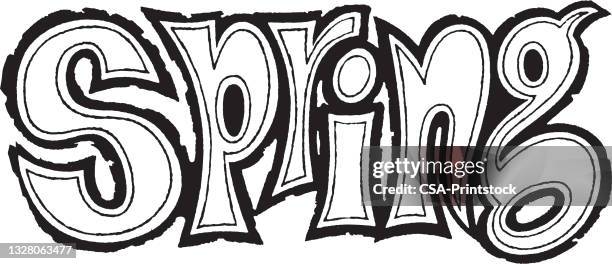 Word Spring Drawing 169 Spring Word Art High Res Illustrations - Getty Images