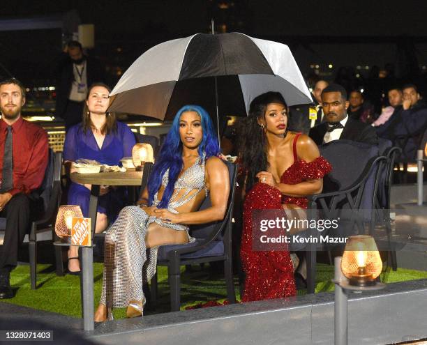 Sasha Banks and Bianca Belair attend the 2021 ESPY Awards at Rooftop At Pier 17 on July 10, 2021 in New York City.