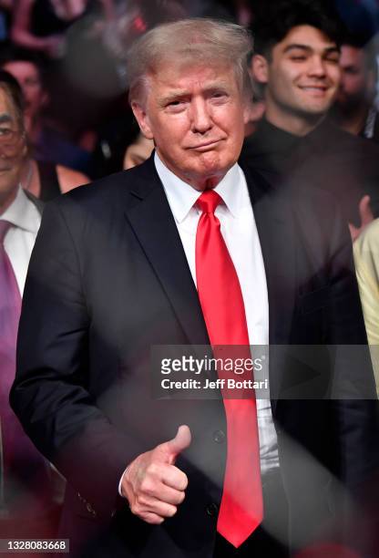 Former President Donald Trump attends the UFC 264 event at T-Mobile Arena on July 10, 2021 in Las Vegas, Nevada.