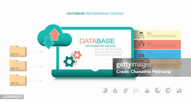big data and cloud computing banner with icons. stock illustration data, cloud computing, network server, infographic, technology - database search icon stock illustrations
