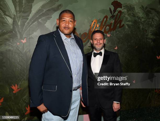 Omar Benson Miller and Brian Toll attend h.wood Group's grand opening of Delilah at Wynn Las Vegas on July 10, 2021 in Las Vegas, Nevada.