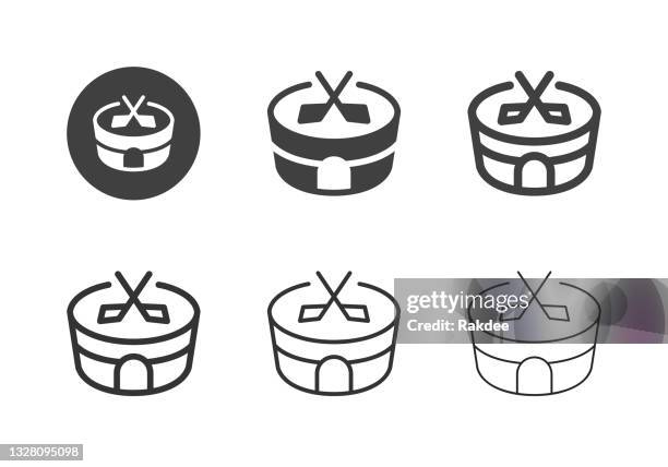 ice hockey arena icons - multi series - ice hockey rink stock illustrations