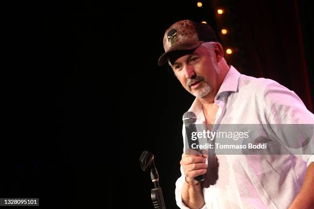 Harland Williams on stage during Max Events presents Roosevelt Comedy at The Roosevelt Theater at The Hollywood Roosevelt on July 10, 2021 in Los...