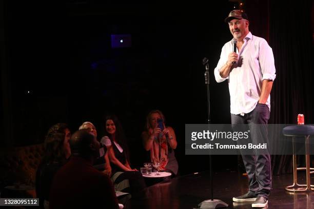 Harland Williams on stage during Max Events presents Roosevelt Comedy at The Roosevelt Theater at The Hollywood Roosevelt on July 10, 2021 in Los...