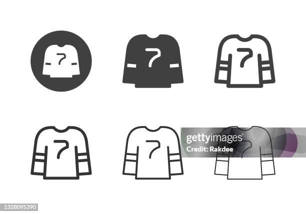 ilustrações de stock, clip art, desenhos animados e ícones de ice hockey jersey icons - multi series - jersey fabric