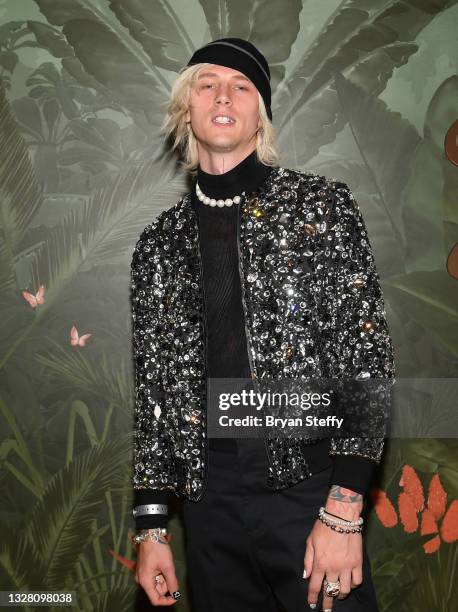 Machine Gun Kelly attends h.wood Group's grand opening of Delilah at Wynn Las Vegas on July 10, 2021 in Las Vegas, Nevada.