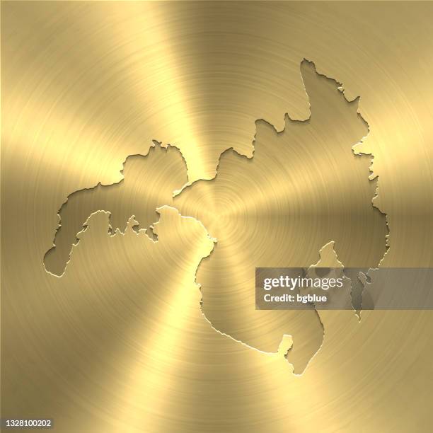 stockillustraties, clipart, cartoons en iconen met mindanao map on gold background - circular brushed metal texture - davao city