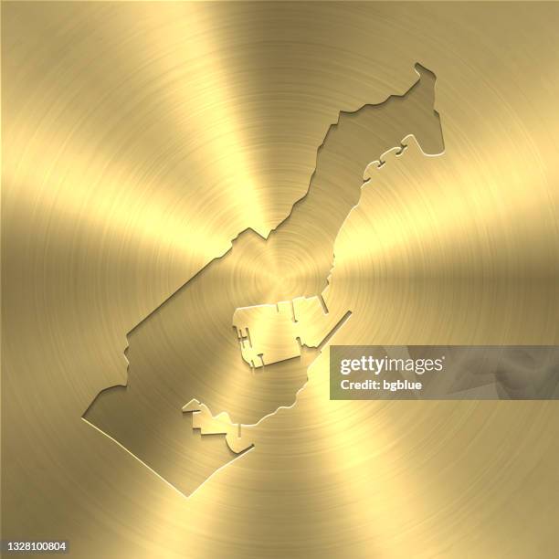 monaco map on gold background - circular brushed metal texture - brocade texture stock illustrations