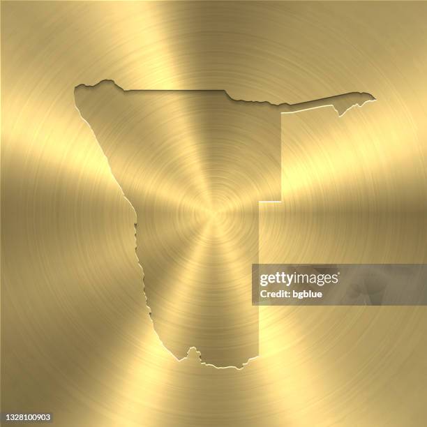 namibia map on gold background - circular brushed metal texture - windhoek namibia stock illustrations