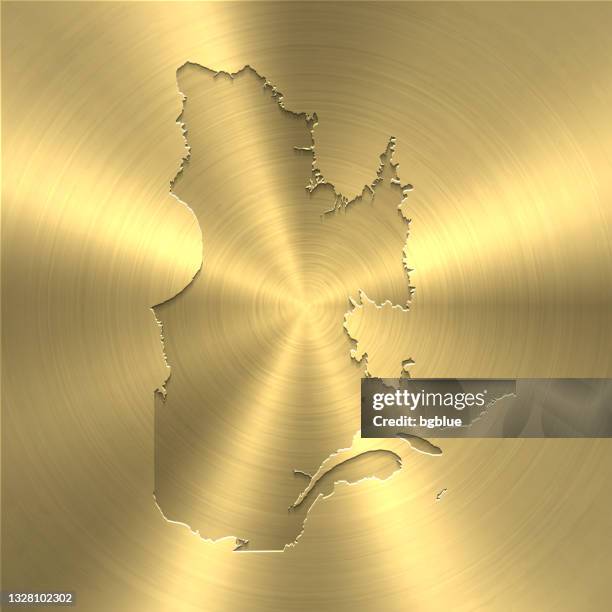 quebec map on gold background - circular brushed metal texture - quebec stock illustrations