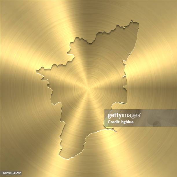 tamil nadu map on gold background - circular brushed metal texture - chennai stock illustrations