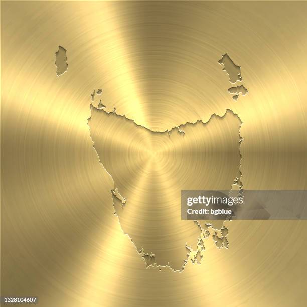 tasmania map on gold background - circular brushed metal texture - tasmania stock illustrations