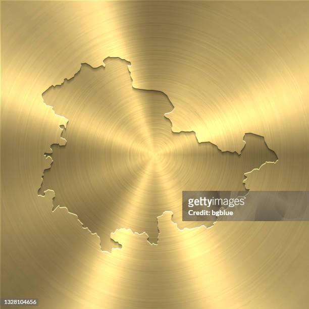 thüringenkarte auf goldenem hintergrund - kreisförmige textur aus gebürstetem metall - thüringen stock-grafiken, -clipart, -cartoons und -symbole