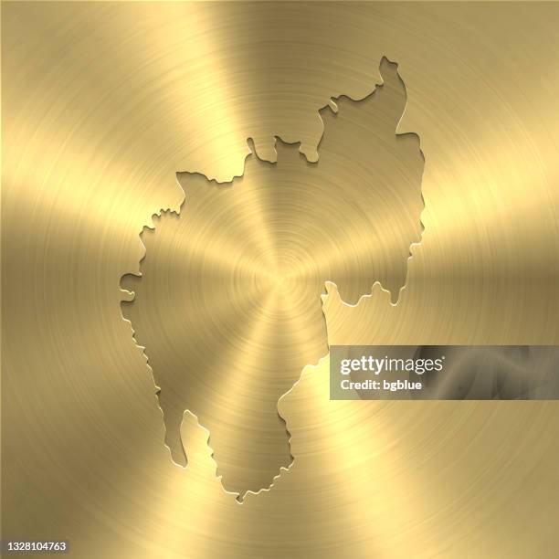 ilustrações de stock, clip art, desenhos animados e ícones de tripura map on gold background - circular brushed metal texture - tripura