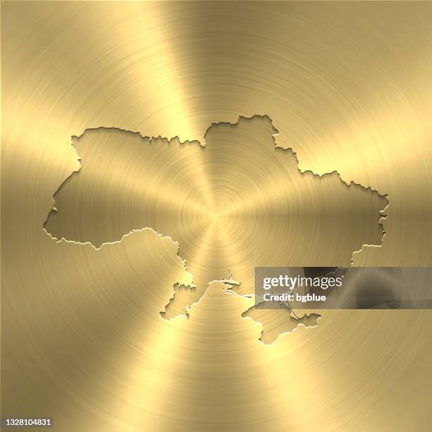 ukraine map on gold background - circular brushed metal texture - ukraine map 3d stock illustrations