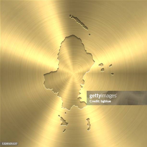 wallis island map on gold background - circular brushed metal texture - mata utu stock illustrations