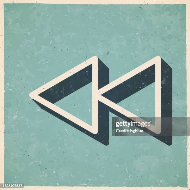 fast backward. icon in retro vintage style - old textured paper - ancient scroll stock illustrations