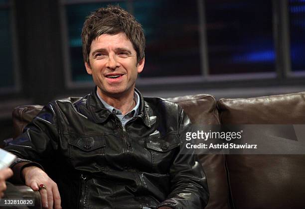 Noel Gallagher stops by Fuse's "Hoppus on Music" for an interview with host Mark Hoppus on November 14, 2011 in New York City.