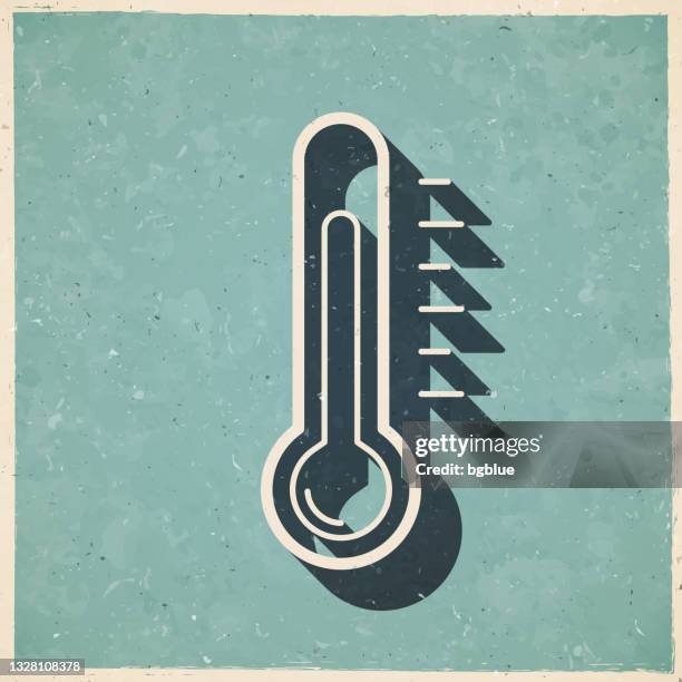 thermometer. icon in retro vintage style - old textured paper - meteorology thermometers stock illustrations