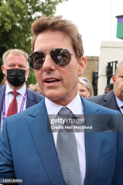 Tom Cruise attends Wimbledon Championships Tennis Tournament Mens Final Day at All England Lawn Tennis and Croquet Club on July 11, 2021 in London,...