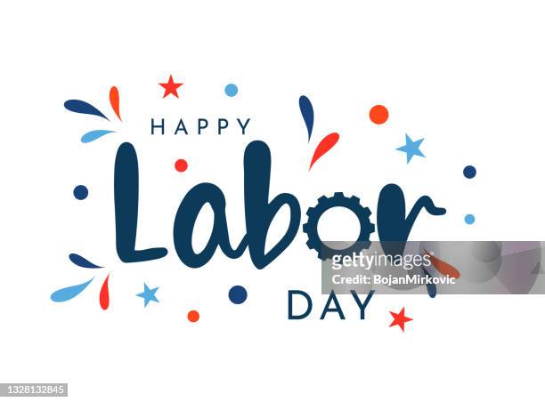happy labor day karte. vektor - labour day stock-grafiken, -clipart, -cartoons und -symbole