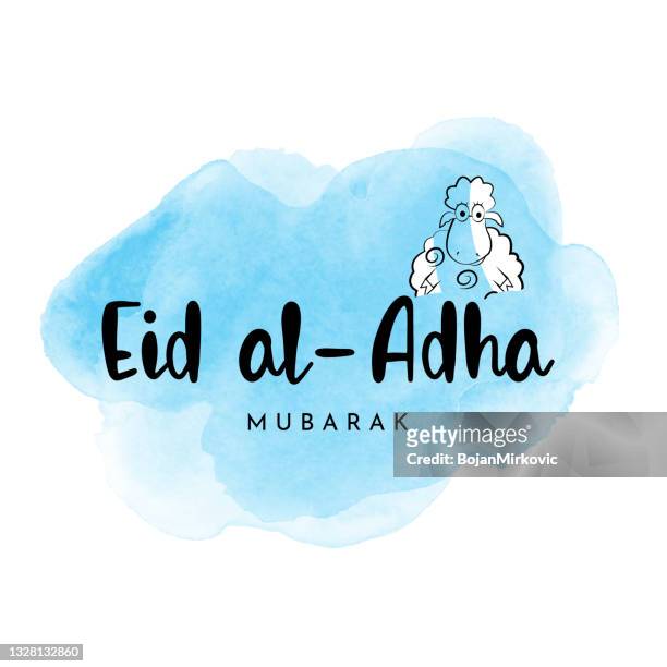illustrations, cliparts, dessins animés et icônes de carte aquarelle de l’aïd al-adha moubarak avec des moutons. vecteur - eid al adha