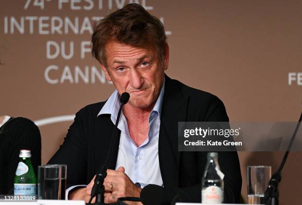 Sean Penn attends the "Flag Day" press conference during the 74th annual Cannes Film Festival on July 11, 2021 in Cannes, France.