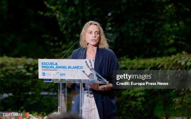 The president of the PP of Vizcaya, Raquel Gonzalez, during the closing of the Miguel Angel Blanco Summer School, on 11 July, 2021 in Ermua, Euskadi,...