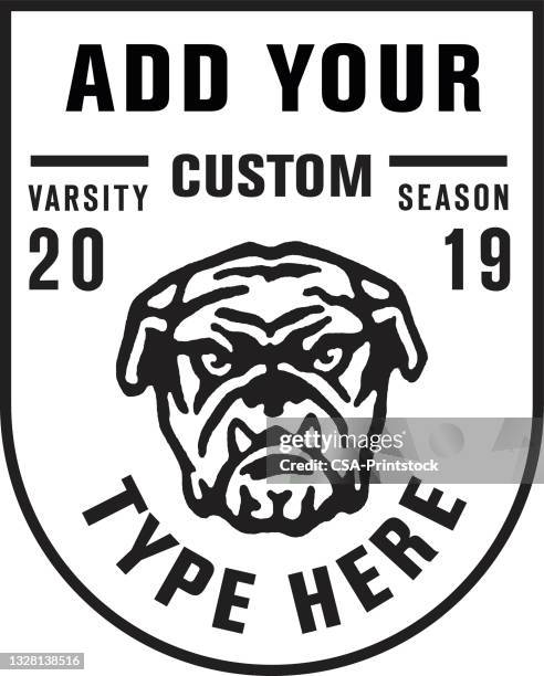 ilustraciones, imágenes clip art, dibujos animados e iconos de stock de bulldog varsity formato de diseño de temporada - bulldog