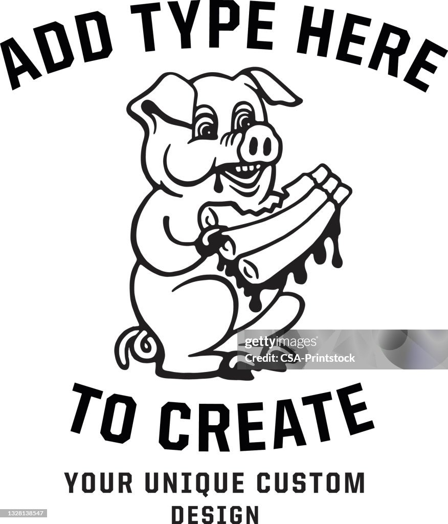 Pig Eating BBQ Design Format
