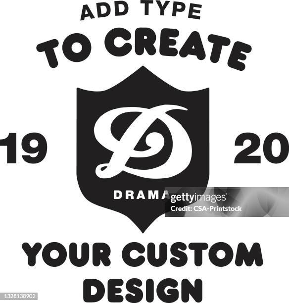 drama shield design format - initial letter template stock illustrations